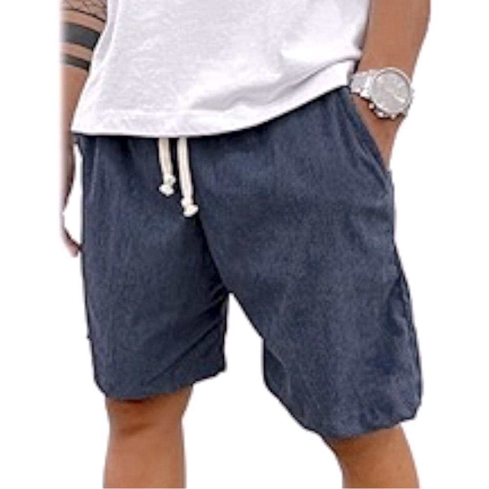 Zara Blue Linen Drawstring Shorts